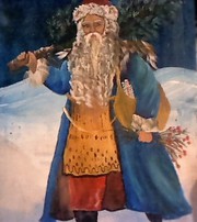 Hand Painted Vintage Santa on wooden palette Holiday Porch Decor !