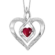 Buy Sterling Silver Diamond and Created Ruby Gemstone Pendant
